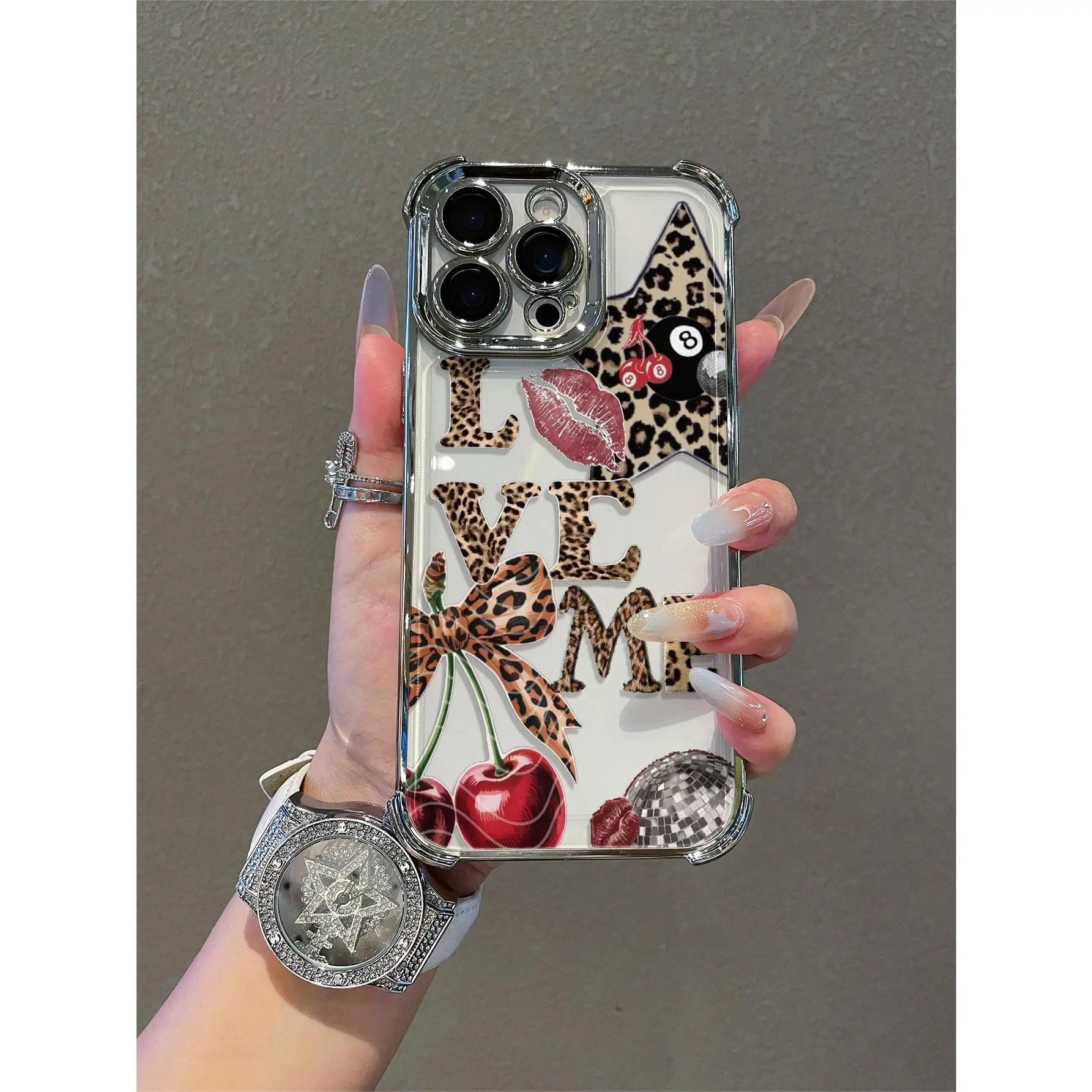 Leopard Print TPU Handheld Cellphone Cover - Shockproof Protective Accessory with Tattoo Corners, Compatible with iPhone X, XS, XS Max, 11-17 Devices, Stylish Holiday Gift
