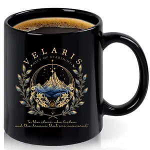 Velaris Coffee Mug, 1 Count 11oz Ceramic Coffee Mug, Creative Coffee Cup, Stylish Coffee Mugs, Drinking Cup for Home Office Use, Gift for Women Men, Velaris Book Lovers Gifts, Drinkware