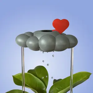 THE CLOUD MAKERS Stormy Dripping Rain Cloud with Red Heart Charm Patented Slow Watering Tool for Plants 100% Made in USA 4oz Capacity 6"x3.5" Size