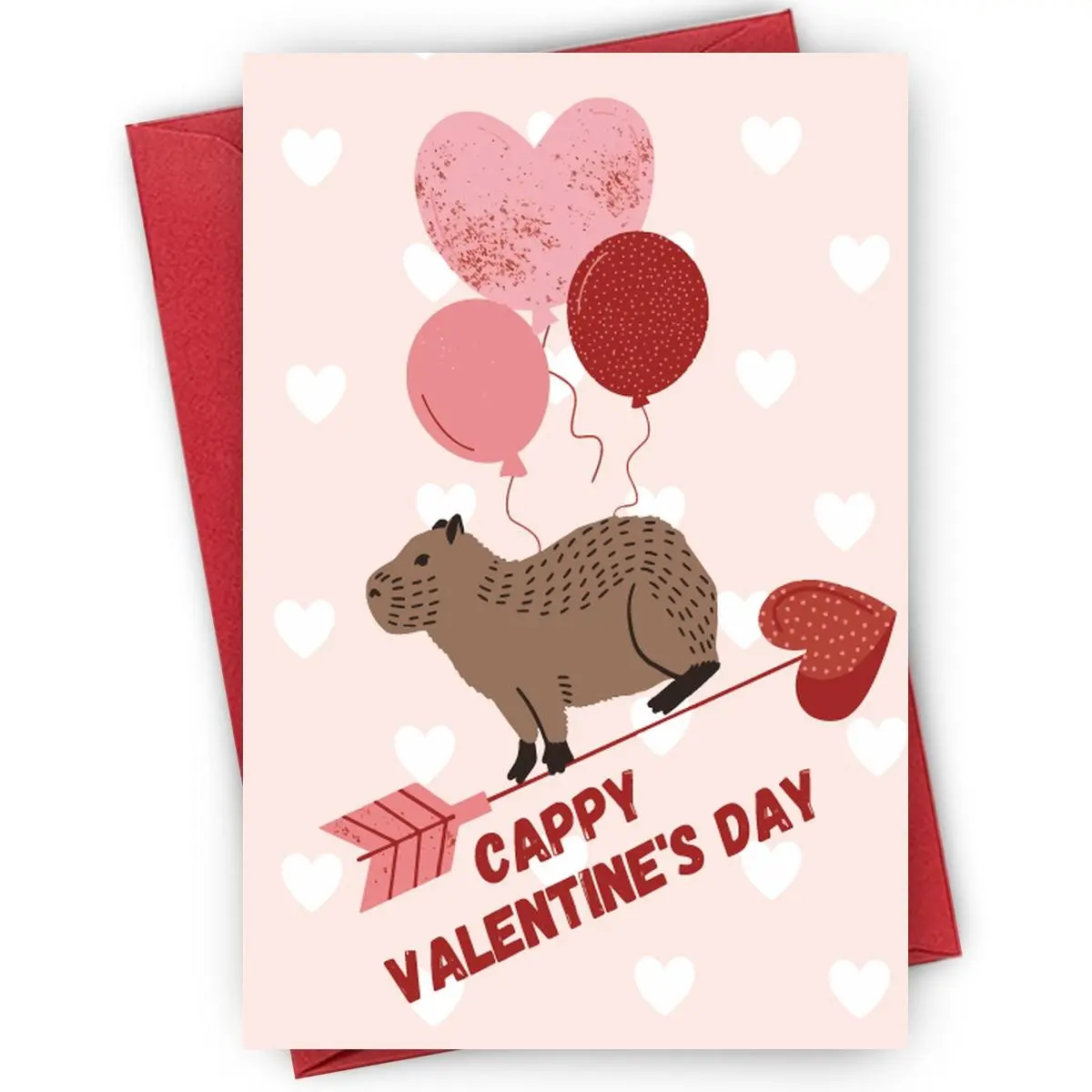 1PC Whimsical Valentine's Day Card, Capybara "Cappy Valentine's Day" Design, For Unique Romantic Partners, Perfect for Valentine's Wishes
