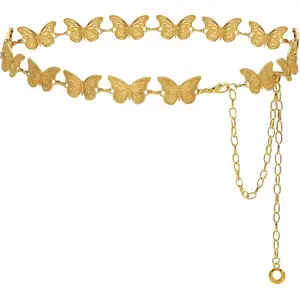Adjustable Metal Waist Chain Belt, Link Belly Chain for Jeans & Dresses