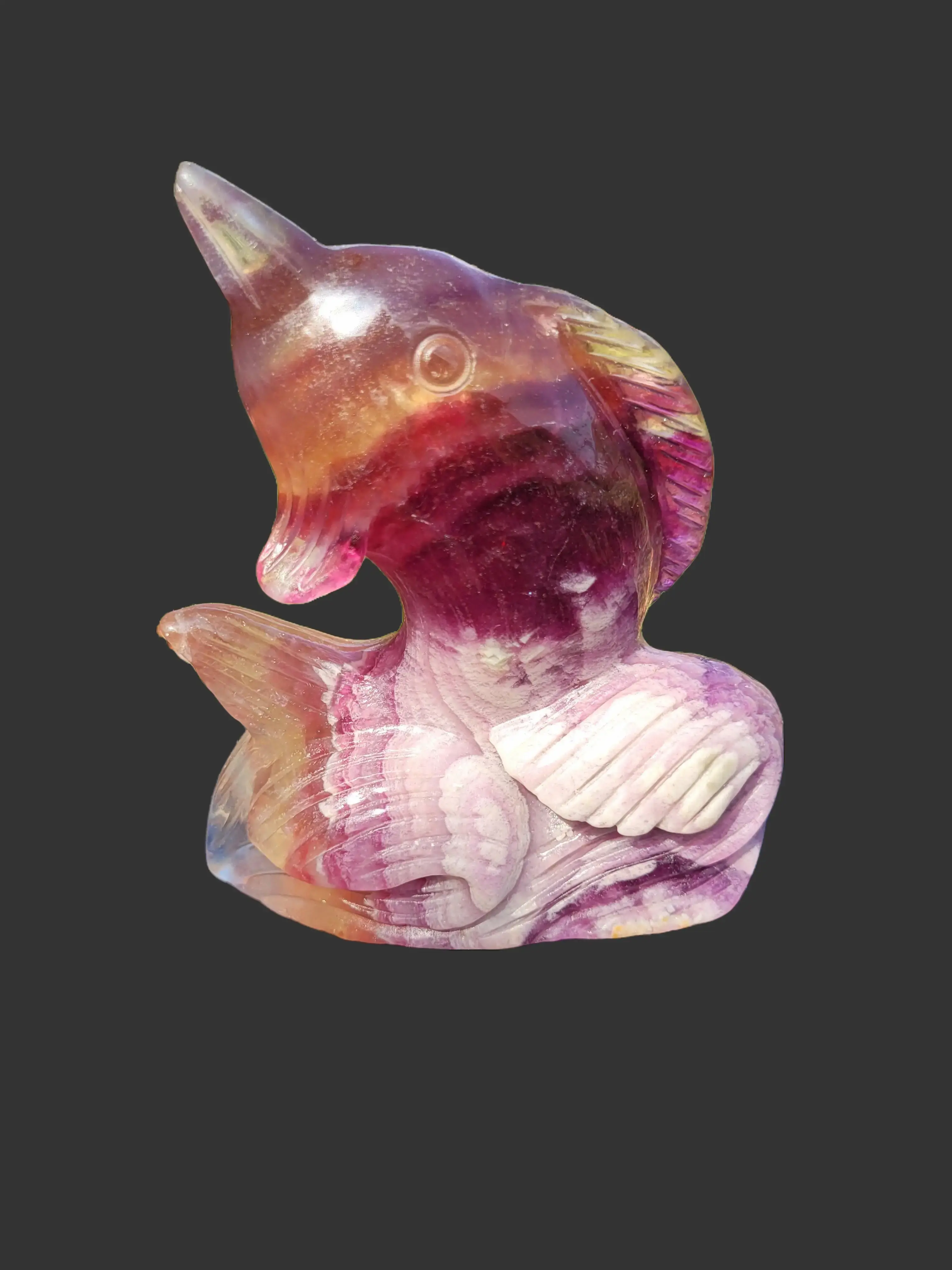 Candy Fluorite Dolphin Stone Carvings - Large - Natural Stone Carvings