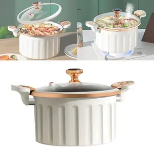"3-in-1 Non-Stick Enamel Micro Pressure Cooker | 2.11Gal Large Oval Pot for Soup, Stew & Slow Cooking | Push-Pull Lock Safety Design, Stainless Steel & Ceramic Coated Cookware (Induction Compatible)