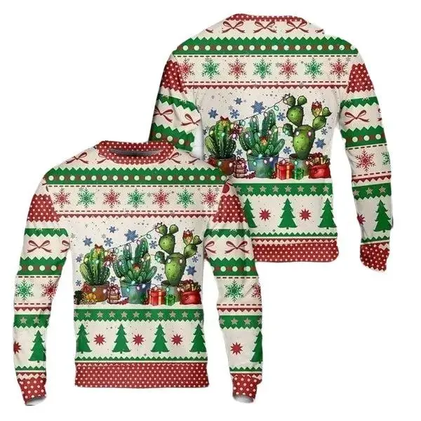 Merry Christmas Cactus Ugly Christmas Sweater For Men And Women, Christmas Gift, Christmas Winter Fashion