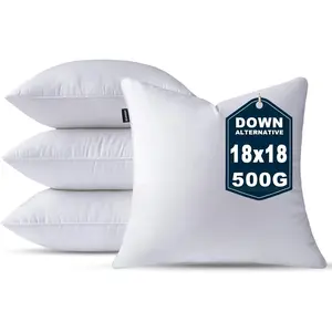 18 x 18 Pillow Inserts Set of 4 Down Alternative Throw Pillow Inserts Medium Decorative Pillow White Square Pillows Stuffing for Living Room Couch Bed Sofa