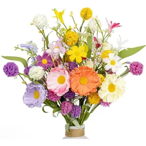 12 Pack Spring Decorations 17 Inch Colorful Spring Flowers Artificial Easter Flowers with Daisy Dandelion and Forsythia for Indoor Outdoor Holiday Celebrat