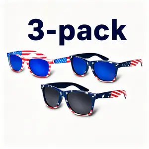3 Pairs American Flag Sunglasses, 4th of July Decorations Frame Sunglasses for Women Men Teens, Patriotic Party Favors Supplies Independence Day Memorial Day Decorations 4th of July Accessories