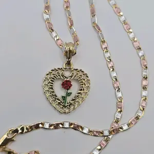 cute chain heart with res rose Gold-plated new chain style