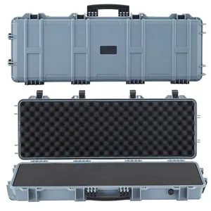Hard Rifle Case With Wheels, Lockable 40-Inch Gun Case, Pre-Cut Foam Inserts, IP67 Waterproof And Dustproof Portable Storage For Rifles, Shotguns, Airsoft Guns, Grey, Heavy-Duty Exterior, Reinforced Handle, Safe Transport