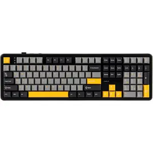 Aula F108 Full Size  Gaming Keyboard with 4000mAh , 108 Hot-Swappable and Programmable , NKRO, RGB Backlight, for Win//PC/Android (Grey&Yellow)
