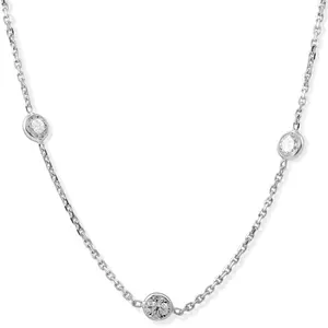 2Ct T.W. Round-Cut Natural Diamond Bezel Station 18" Necklace 14k White Gold