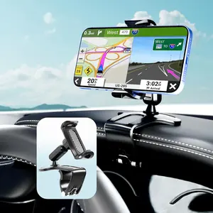 Phone Mount for  Dashboard, 360  Rotation Universal Cell Phone Holder for  Clip Mount Stand Suitable for 4 to 7" Smartphones (Standard Black)