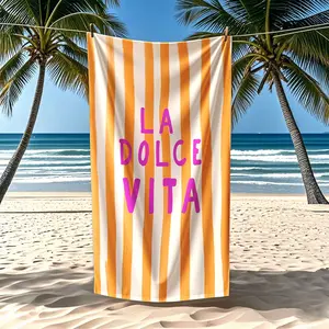 La Dolce Vita Italian Style Summer Beach Towel, Vibrant Striped Design, Super Soft, Cozy Quick Dry Polyester, Perfect for Beach Pool Yoga Travel Gift, Versatile Use