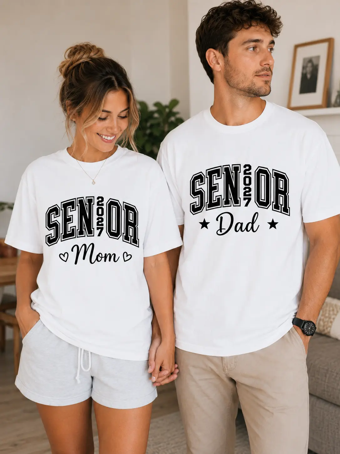Senior 2027 Mom And Dad Matching T-Shirt, Graduation Parents Shirt, Class of 2027 Family Tee, Proud Gifts For Mom And Dad