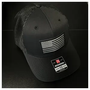 American Flag Trucker Cap Leather Patch Hat.