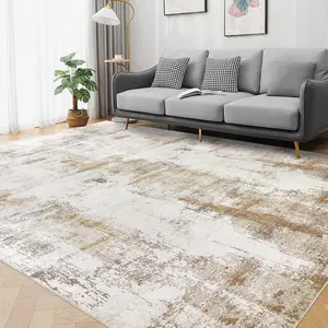 Washable Area Rug 6x9 Modern Living Room Rugs Low Pile Neutral Area Rug for Bedroom Abstract Non Shedding Rubber Backed Area Rugs for Living Room Bedroom Dining Room(Beige/Camel)