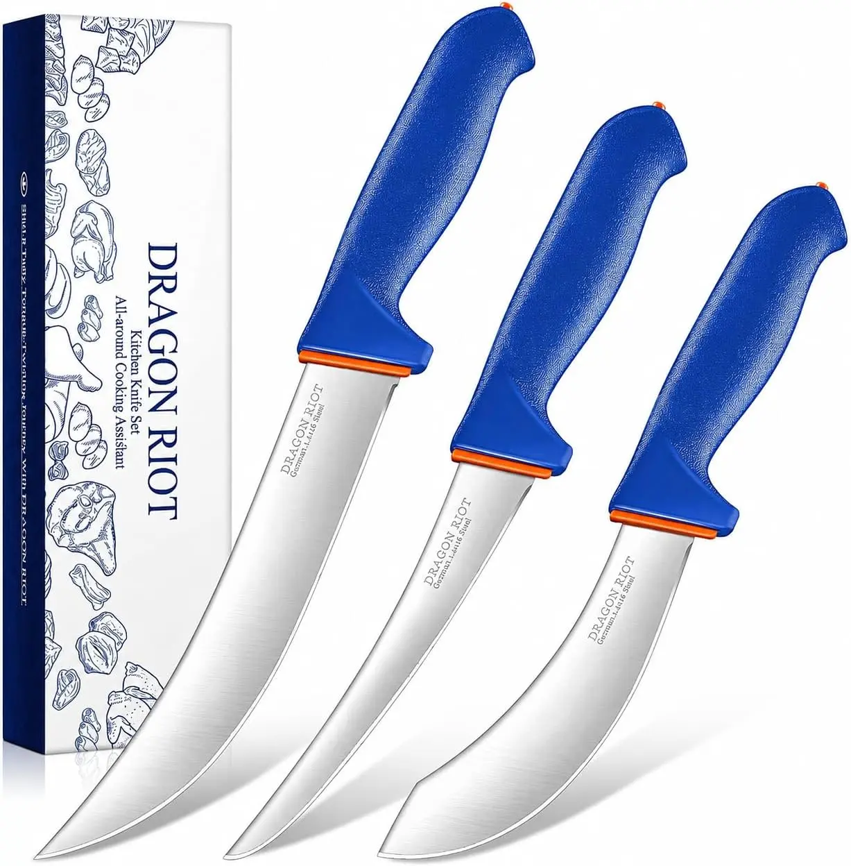 3 Pcs Knife Set, Stainless Boning & Carving, Cutlery for Meat Cutting Trimming, Perfect for Home, Camping BBQ & Gift