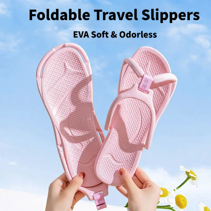 Women's Foldable Sandal Slippers - Non-Slip Footwear, Portable for Business Trips and Travel