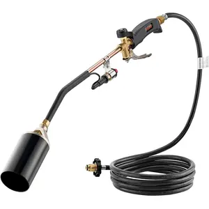 Christmas present VEVOR Propane Torch Weed Burner, High Output 1,800,000 BTU with 10 ft Hose, Heavy Duty Blow Torch with Adjustable Flame and Turbo Trigger Push Button Igniter, Flamethrower Kit for Garden Ice Snow Road