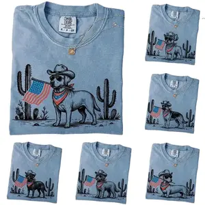 Comfort Colors Patriotic Cowboy Dog T-Shirt, 50+ Dog Breeds USA Flag Design, American Flag Dog Lover Shirt, 4th of July Outfit, Independence Day Gift, Casual Everyday Wear - DarkFlex