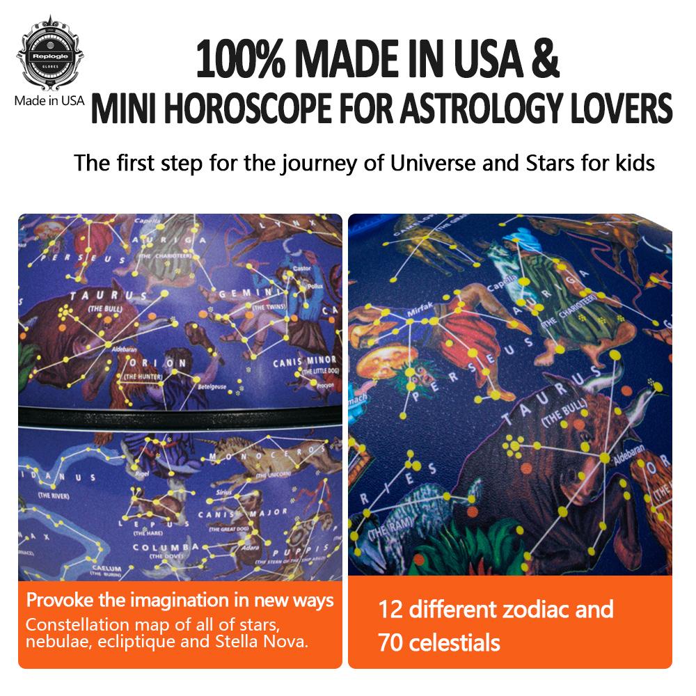 Replogle 4.3 inch Mini Interactive Celestial 720° Rotating Astronomical Globe with Constellation Nebulae for Space Exploration and Astronomy Enthusiasts Made in USA