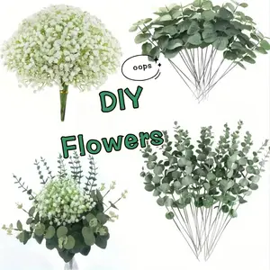 40PCS DIY Artificial Youngsters's Breath & Eucalyptus Stems - Realistic Faux Floral Arrangement for Weddings, Home Decor