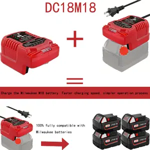 Car Battery Charger | For Milwaukee M18 18V Lithium Ion Battery | Replacement Charger 48-11-1850 48-11-1840 48-11-1820 | Vehicle Charger | NOT For M12 12V | Battery Not Included