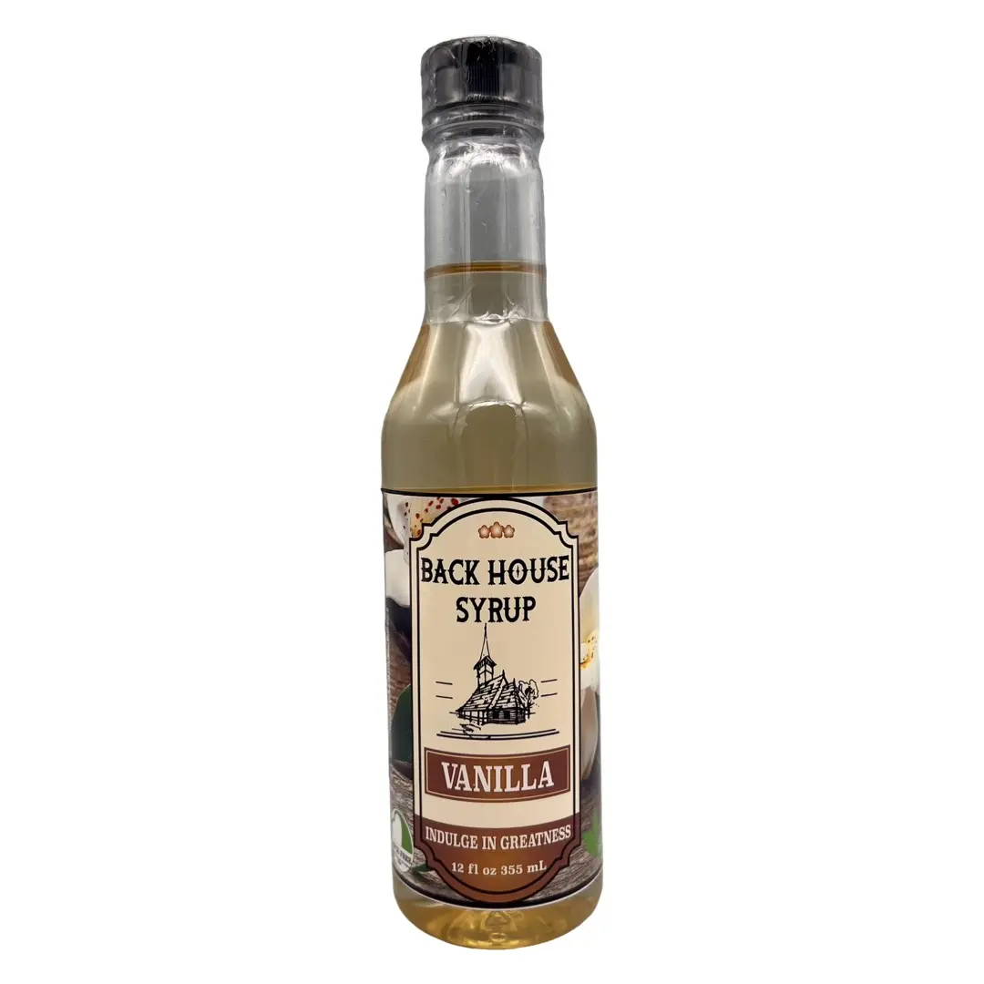 Back House Syrup Vanilla Syrup 12 OZ Bottle for Coffee, Cocktail, Mocktail and Non Alcoholic Drinks, All-Natural Beverage Sweet