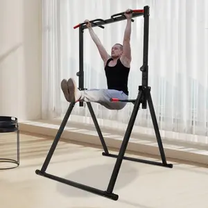Foldable Power Tower Pull Up Bar Station Multi-Function Triangular Structure Dip Bar Station Pull Up Stand For Home Gym Workout, Height Adjustable Strength Training Fitness Equipment
