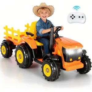 【Sophia & William】 24V Electric Tractor for Kids, 2-in-1 with Detachable Trailer and Loader | Remote Control, LED Lights, USB Music, Suitable for Children 3 Years and Up