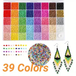 1 box Glass Seed Beads Kit, 3mm, 9600pcs Glass Seed Bead with Storage Box & Elastic String, DIY Jewelry Making Supplies for Bracelets and Crafts, Creative Crafting|Versatile Bead Designs