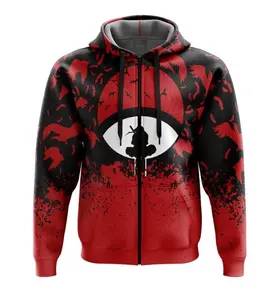 Red and Black Uchiha Shippuden Streetwear Zip Hoodie Jacket, Anime fan Zip up hoodie, Perfect for Fall & Winter with Fitted Design #anime  #hoodie #jacket #menwear
