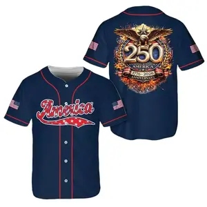 4th Of July Baseball Jersey, American Eagle Patriotic Jersey, America 250 Anniversary Casual Outfit For Baseball Fans