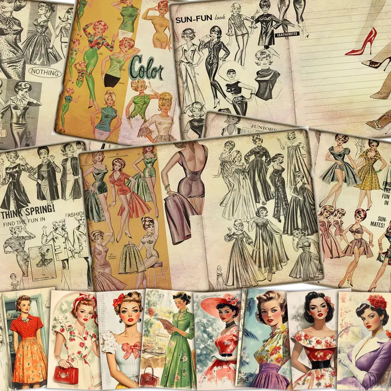 Vintage Writable DIY Decorative Paper Set with Stickers, 62pcs/set A5 Vintage Writable DIY Decorative Paper Set, Scrapbooking Supplies, Scrapbooking Ephemera, Background Pad, Crafting Kit, Creative Craft Kit, Diy Kits