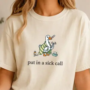 Funny Duck Comfort Colors Shirt, Sick Day Graphic Tee, Nurse Humor Outfit, Gift For Nurse, Made in USA, 100% Cotton