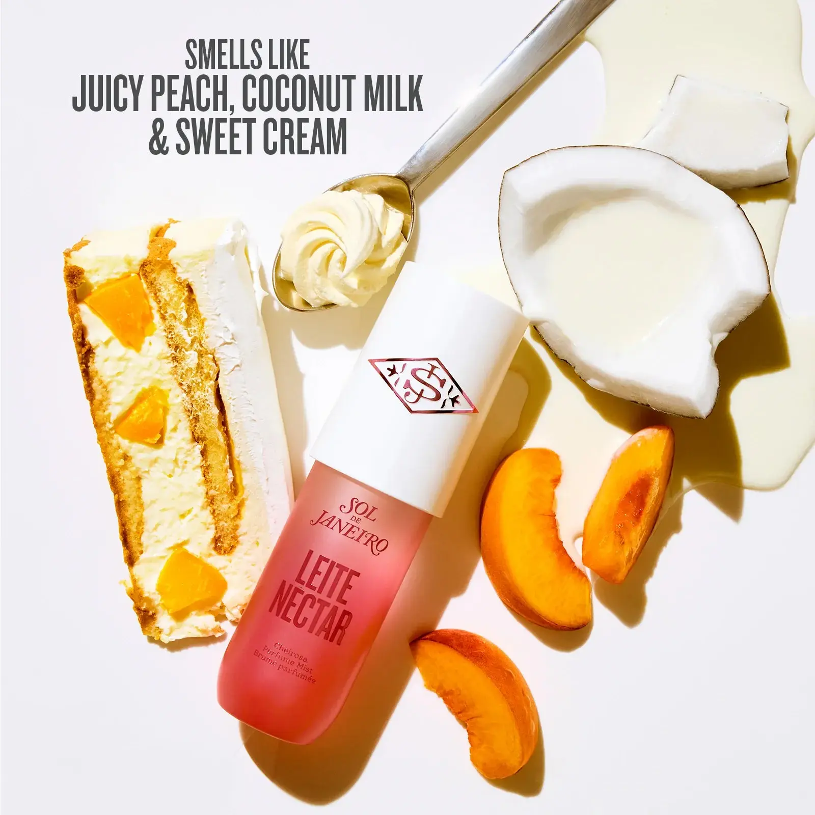 Sol de Janeiro Leite Néctar Perfume Mist | Limited Edition Juicy Peach Perfume Mist With Coconut Milk And Sweet Cream