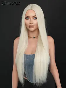 Colorful 32 Inch Extra Long Straight Synthetic Wigs for Women, No Bangs Middle Part, Heat Resistant Fiber for Party Halloween Cosplay, Synthetic Material Wigs