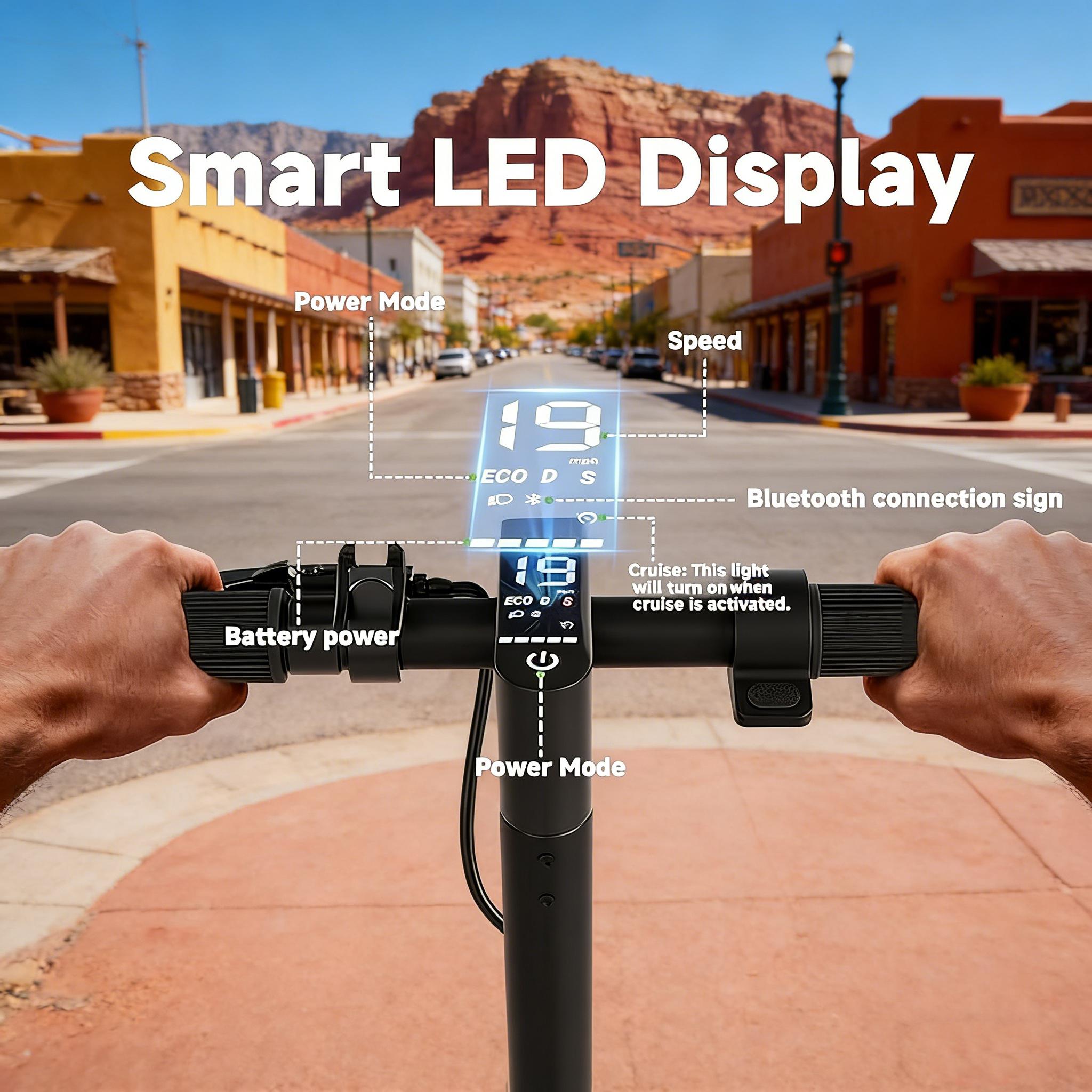 A Safe Urban Commuter Electric Scooter with Double Braking System, 350W Motor, 19MPH Top Speed, 8.5" Solid Anti-Puncture Tires, App Control for Adults