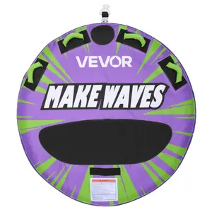 VEVOR Towable Tubes for Boating, 2-Rider Inflatable Boat Tubes and Towables, 340lbs Capacity Water Sport Tube for Boat to Pull - with Anti-Slip Pad, Full Nylon Cover, Padded Handles & Safety Valve