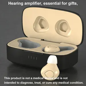 Rechargeable Hearing Aid Charging Case, In-Ear Lithium Batteries, Silicone Ear Tips, Suitable for Seniors & Adults, Indoor Outdoor Use, Wireless Chargeable Headphones, In Ear Earbuds