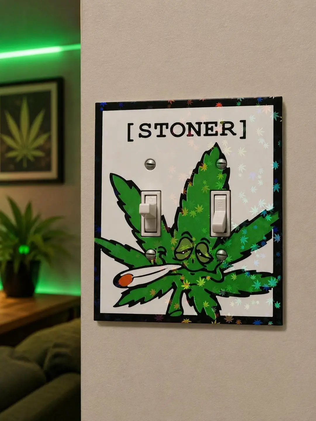 WEED LIMIT 420 Stoner Leaf Switch Plate & GFCI Outlet Cover - Multi-Type Switch Control, Easy Install Indoor Unique Decor Wall Plate for Home Improvement Electrical Accessories