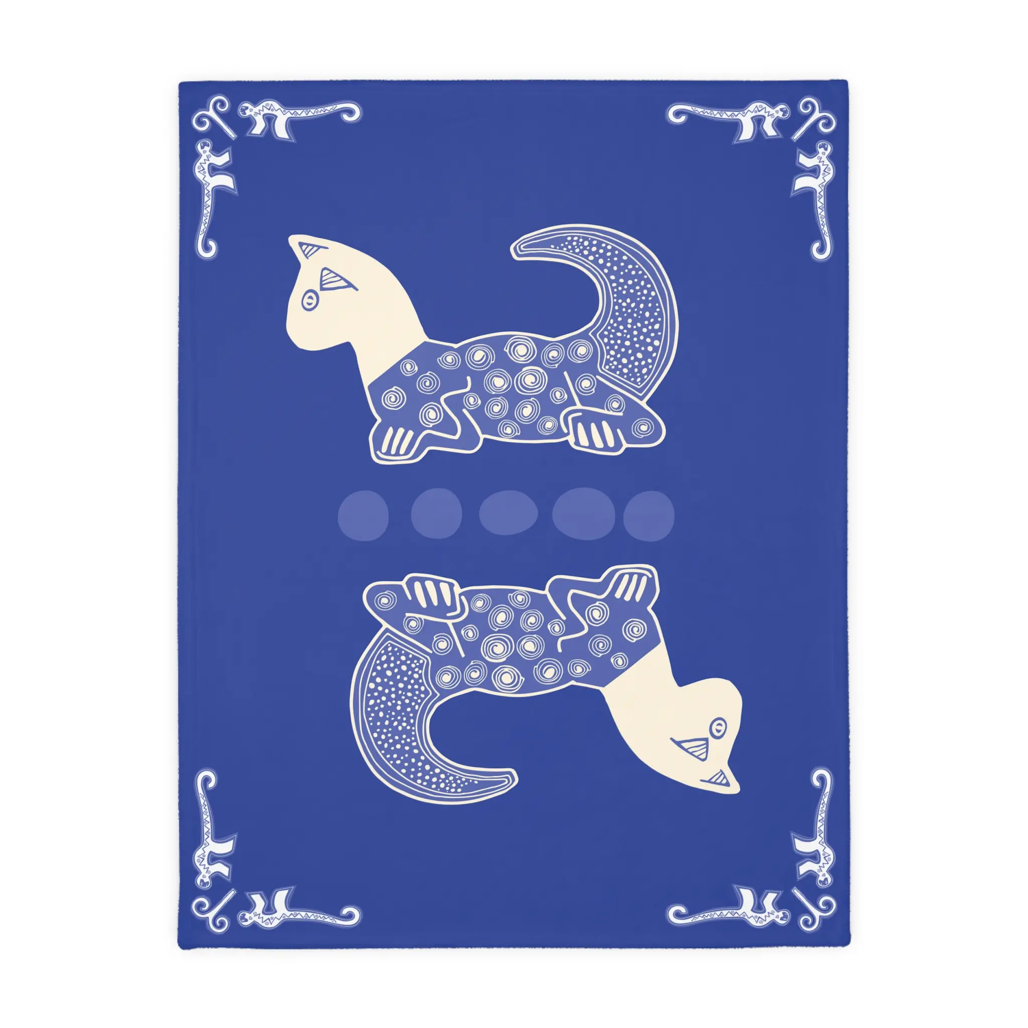 Colombian Dreams Folk Cat Motif Blanket | Velveteen Microfiber Blanket
