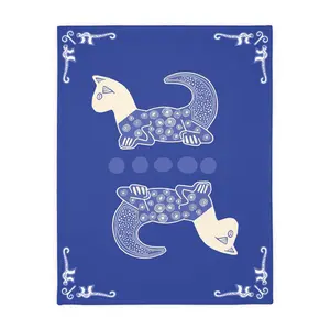 Colombian Dreams Folk Cat Motif Blanket | Velveteen Microfiber Blanket