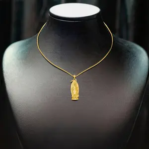 Brighthive La Santa Muerte necklace 18k gold-plated 925 sterling silver pendant skull jewelry Death God necklace amulet skull owl death necklace for men and women gift