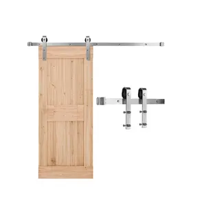 VEVOR 5FT Sliding Barn Door Hardware Kit, 330 LBS Weight Capacity, Compatible with 30 Inches Max Width & 1-3/8 to 1-3/4 Inches Thickness Single Sliding Barn Door, Durable Track & J-shape Roller Silver