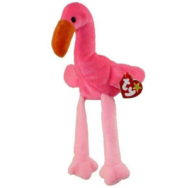 TY Beanie Baby - PINKY the Pink Flamingo (10 inch) (1995) - MWMTs