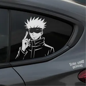 Satoru Gojo Vehicle Vinyl Decal – JJK Anime Car Window Sticker | All-White Vinyl