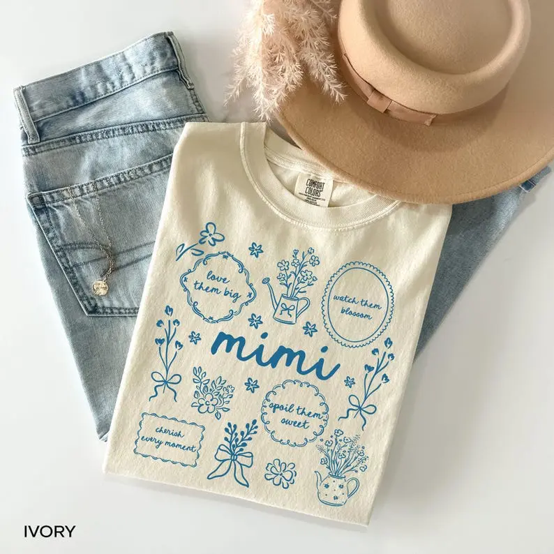 Comfort Colors Floral Mimi Shirt, Mothers Day Gift for Mimi Tee, Grandma Shirt