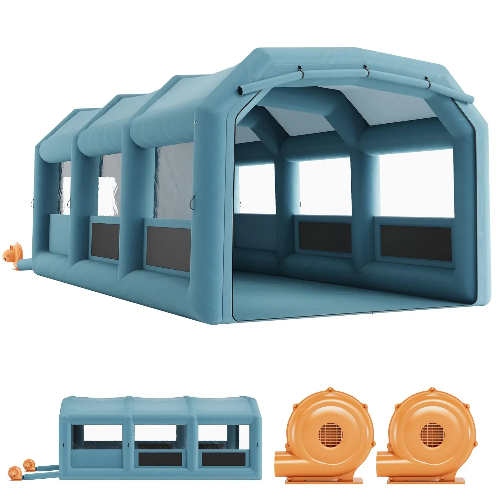 26x15x11ft Inflatable Paint Booth, Portable Inflatable Spray Booth Tent, High Powerful 550W+750W Blowers Car Paint Tent with Air Filter System for Car Parking Workstation Motorcycle Garage