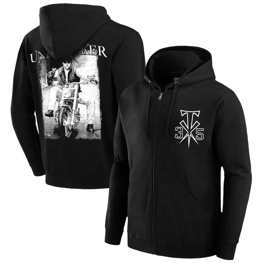 The Undertaker WWE 3D Zip Hoodie American Badass Biker Design 3:16 Logo Unisex Streetwear Fall Winter Jacket Casual Sporty Fan Merch Gift for Men Women Wrestling Lovers